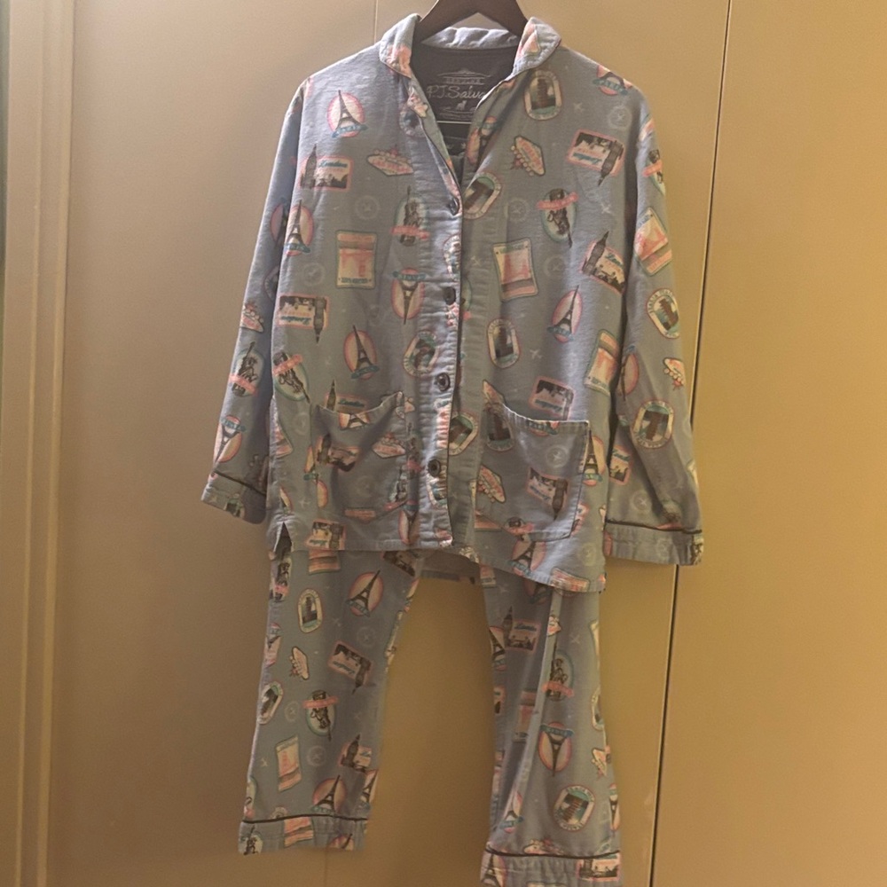 P.J. Salvage Travel Pajama Set Paris NYC Vegas London XS